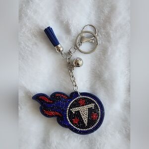 Tennessee Titans Blue and Red Rhinestone Keychain Bag Charm